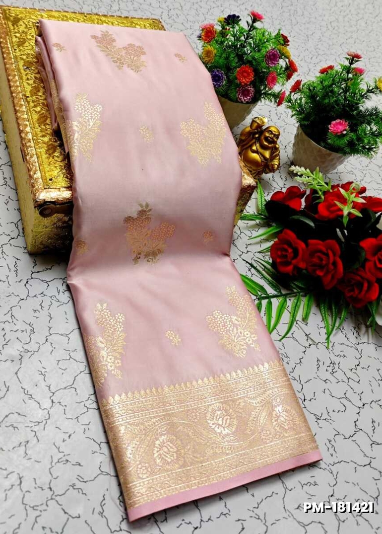 Bridal Premium Soft silk gold zari weave and wedding art silk and Premium Soft Silk sarees - BABY PINK (1)