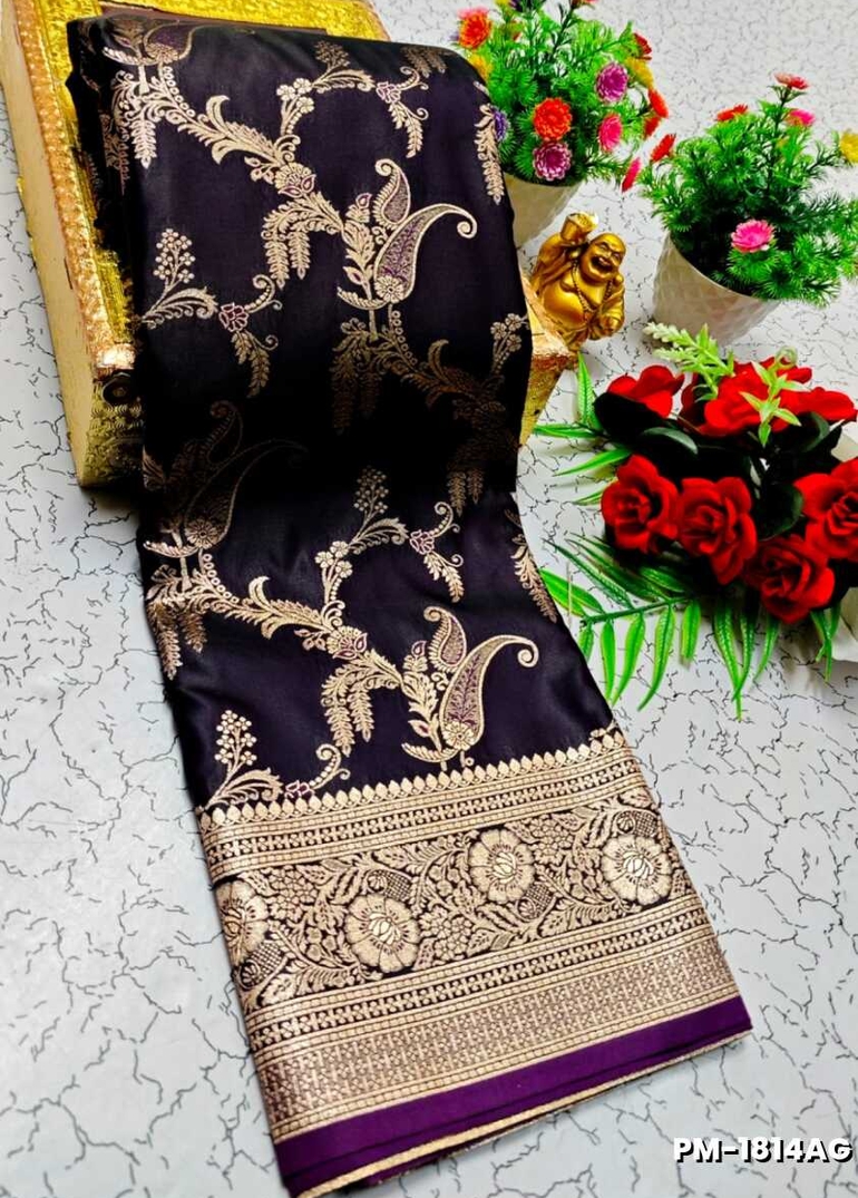 Bridal Premium Soft silk gold zari weave and wedding art silk and Premium Soft Silk sarees - LAVENDER DARK (1)