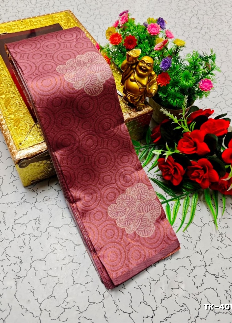 Kubera borderless elite bridal rapier fancy light weight silk type sarees function wear - LIGHT PINK (1)