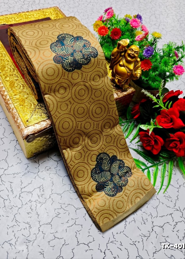 Kubera borderless elite bridal rapier fancy light weight silk type sarees function wear - SANDLE (1)