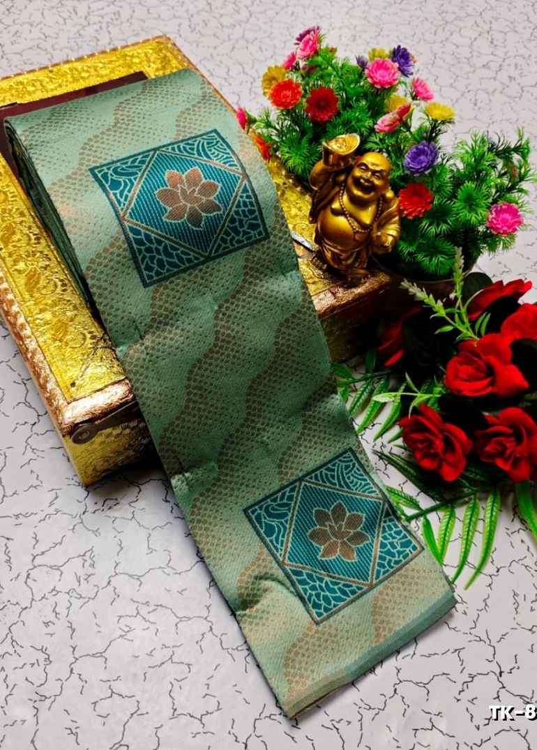 Kubera borderless elite bridal rapier fancy light weight silk type sarees function wear - LIGHT GREEN (1)