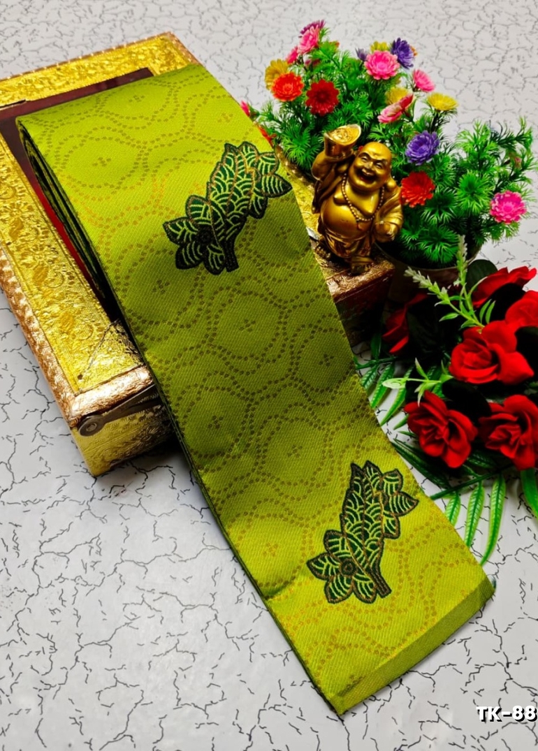 Kubera borderless elite bridal rapier fancy light weight silk type sarees function wear - FLORAISON GREEN (2)