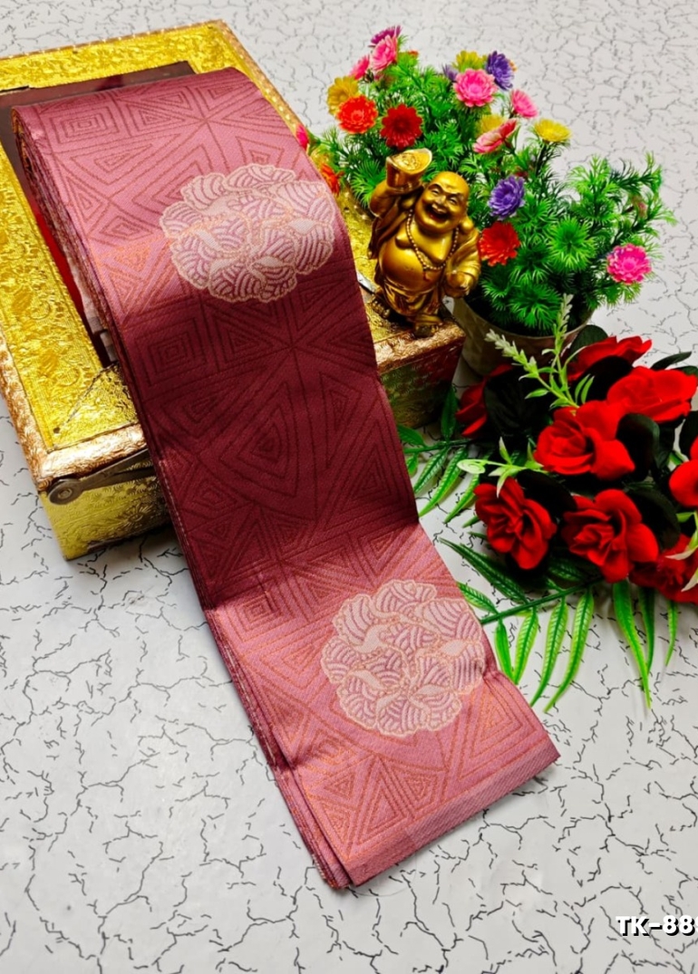 Kubera borderless elite bridal rapier fancy light weight silk type sarees function wear - LIGHT PINK (2)