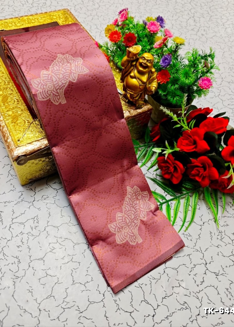 Kubera borderless elite bridal rapier fancy light weight silk type sarees function wear - LITE PEACH (3)