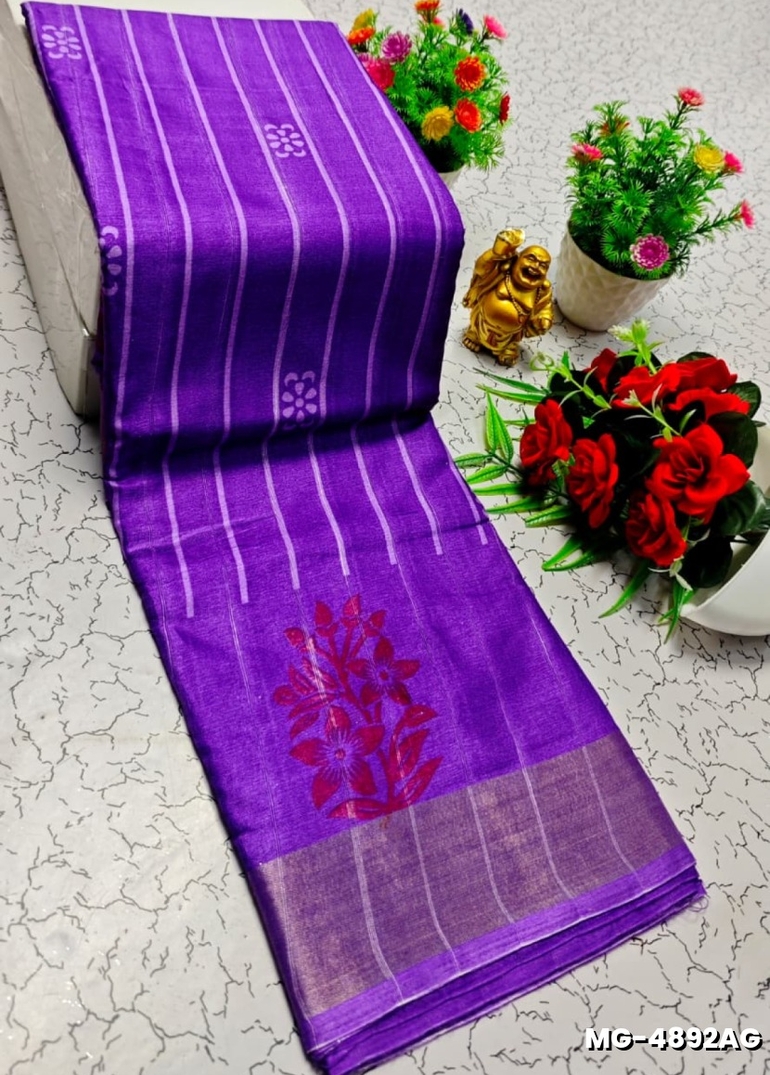Traditional Look Malgudi Silk Saree Lightweight Silk Blend Saree - LAVENDER DARK