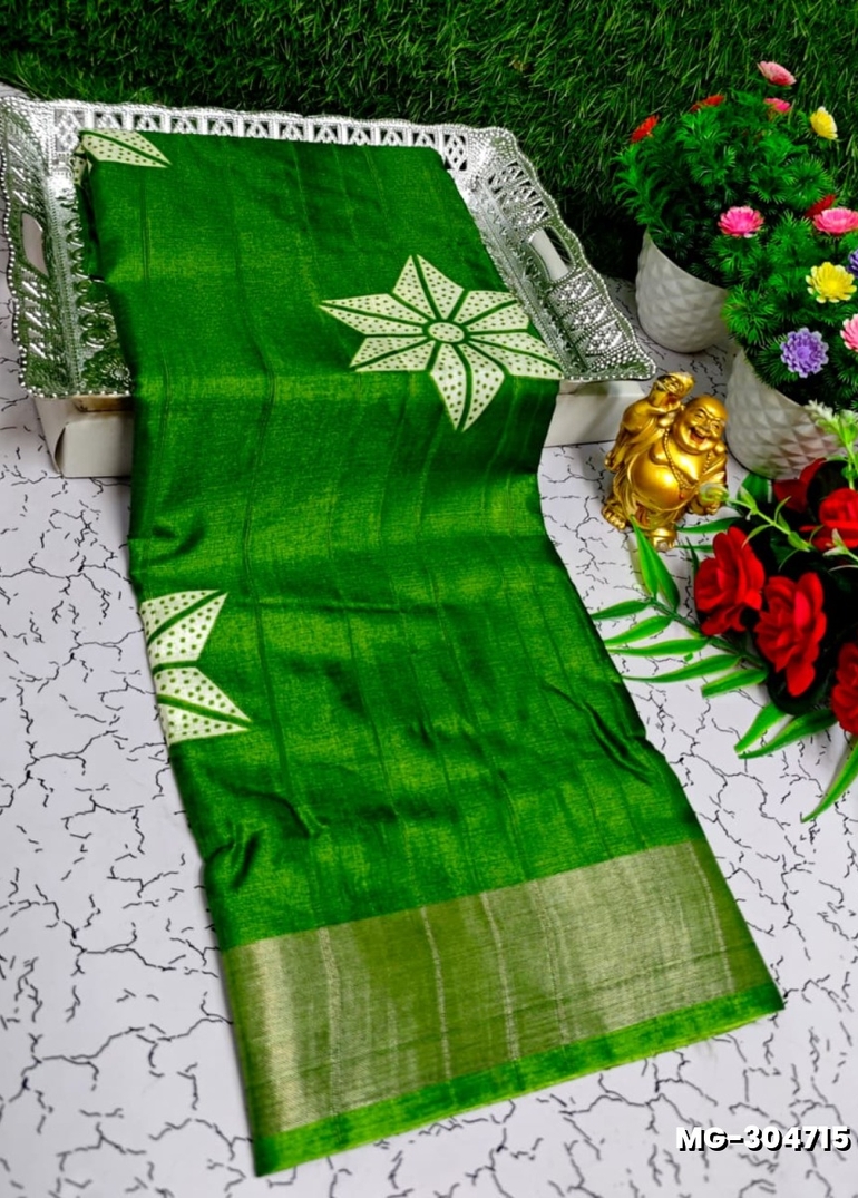 Traditional Look Malgudi Silk Saree Lightweight Silk Blend Saree - GREEN