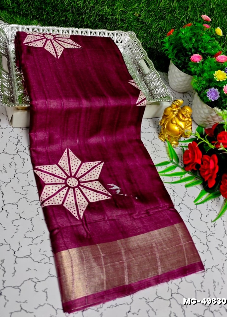 Traditional Look Malgudi Silk Saree Lightweight Silk Blend Saree - PURPLE COLOUR