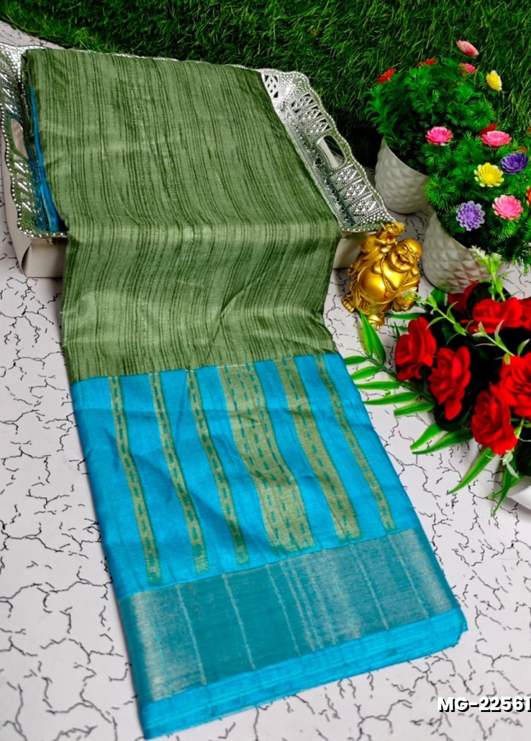 Traditional Look Malgudi Silk Saree Lightweight Silk Blend Saree - OLIVE GREEN