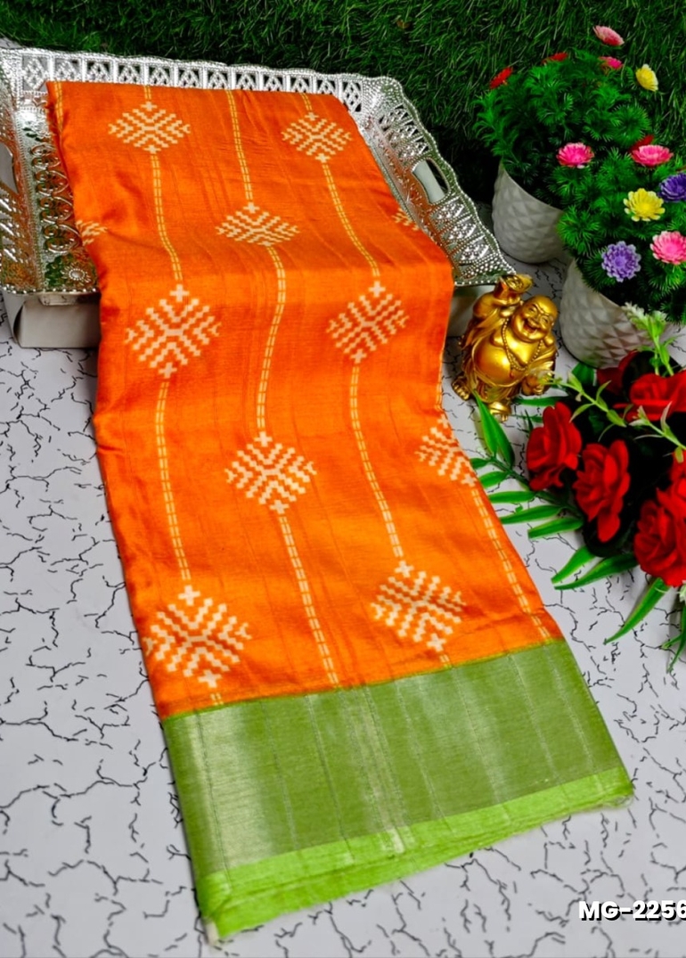 Traditional Look Malgudi Silk Saree Lightweight Silk Blend Saree - ORANGE N