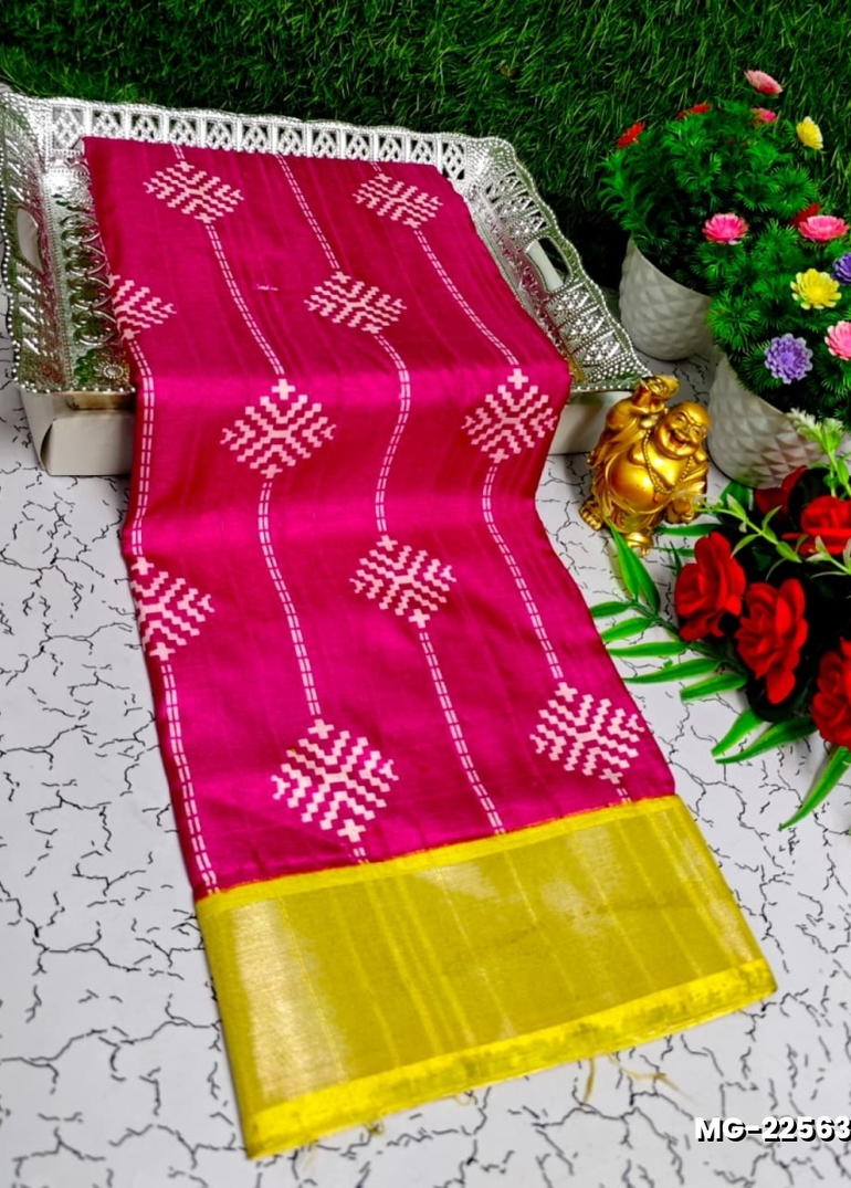 Traditional Look Malgudi Silk Saree Lightweight Silk Blend Saree - DARK PINK (5)