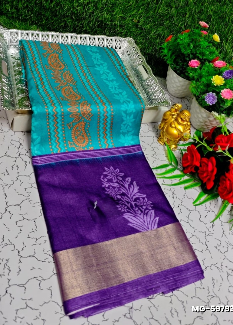 Traditional Look Malgudi Silk Saree Lightweight Silk Blend Saree - DARK SKY BLUE (4)