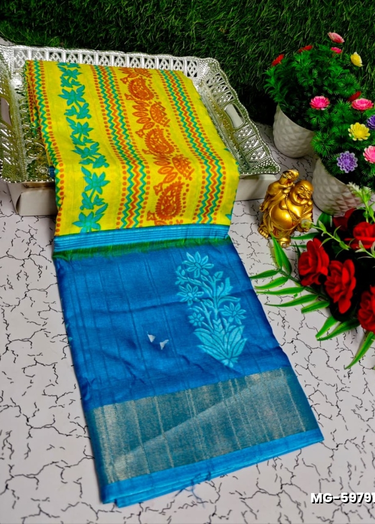 Traditional Look Malgudi Silk Saree Lightweight Silk Blend Saree - YELLOW (1)