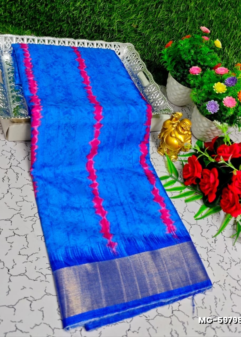 Traditional Look Malgudi Silk Saree Lightweight Silk Blend Saree - BLUE SHADE (2)