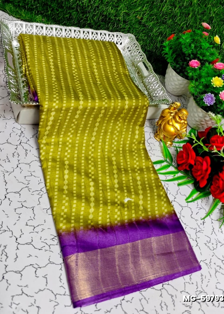 Traditional Look Malgudi Silk Saree Lightweight Silk Blend Saree - PESTA GREEN