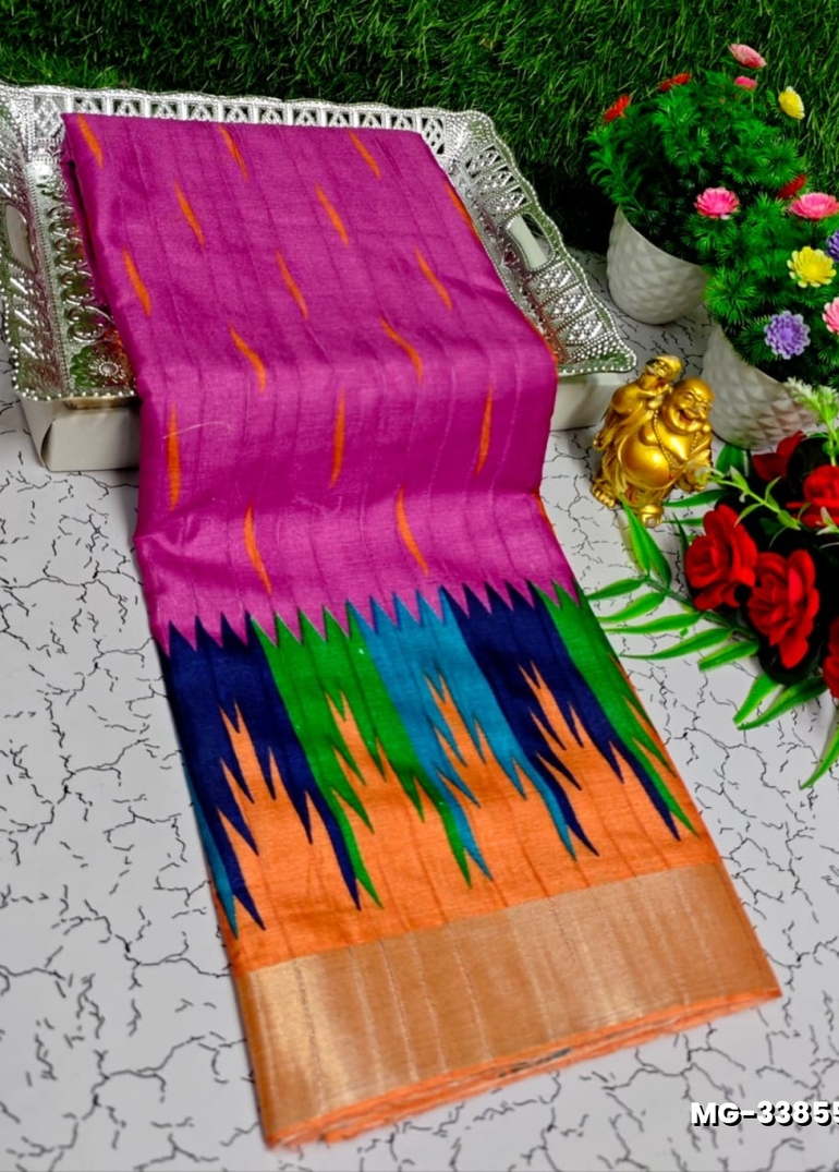 Traditional Look Malgudi Silk Saree Lightweight Silk Blend Sare - MEJANTA
