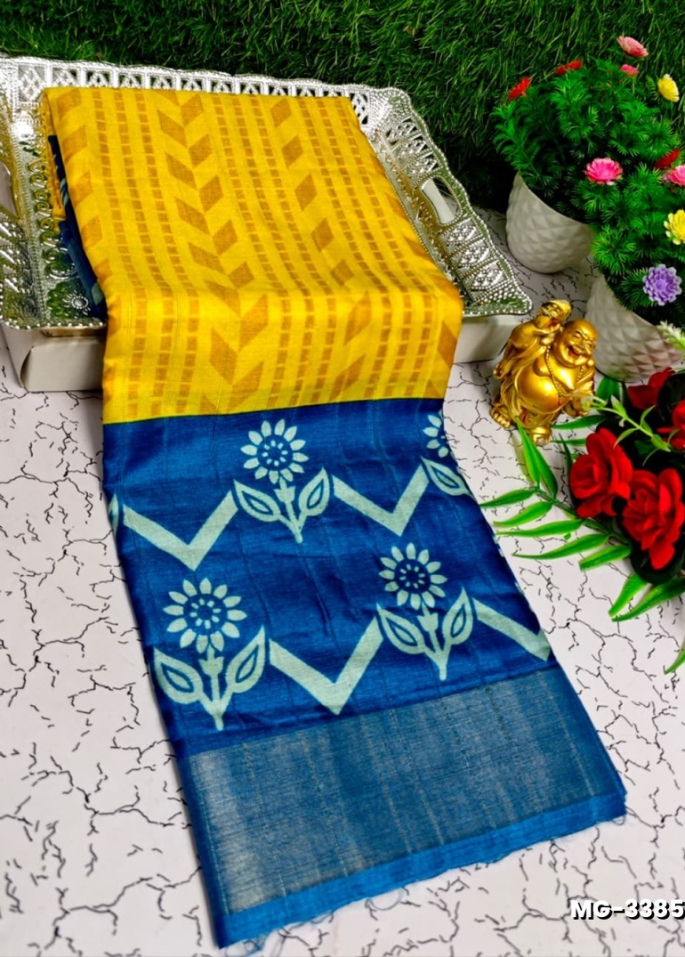 Traditional Look Malgudi Silk Saree Lightweight Silk Blend Sare - GOLD COLOUR