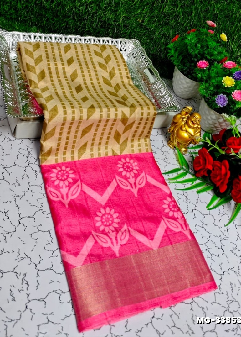 Traditional Look Malgudi Silk Saree Lightweight Silk Blend Sare - CREAM