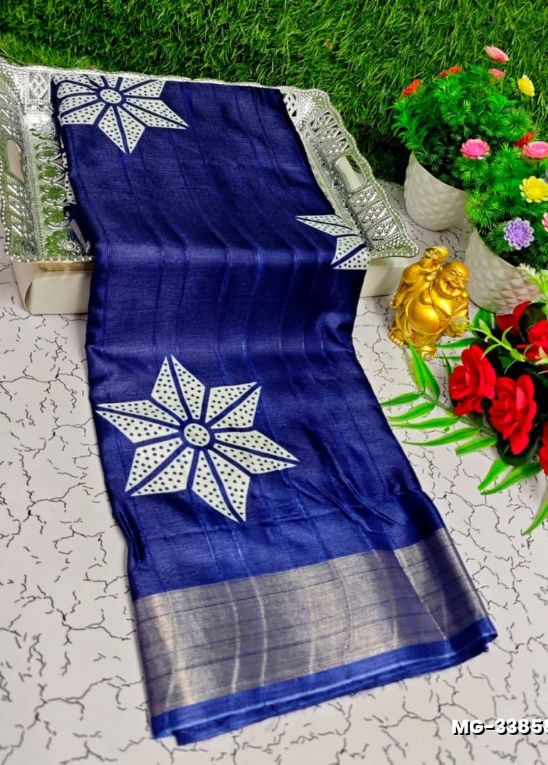 Traditional Look Malgudi Silk Saree Lightweight Silk Blend Sare - R BLUE