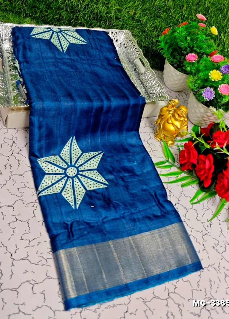 Traditional Look Malgudi Silk Saree Lightweight Silk Blend Sare - BLUE COLOUR