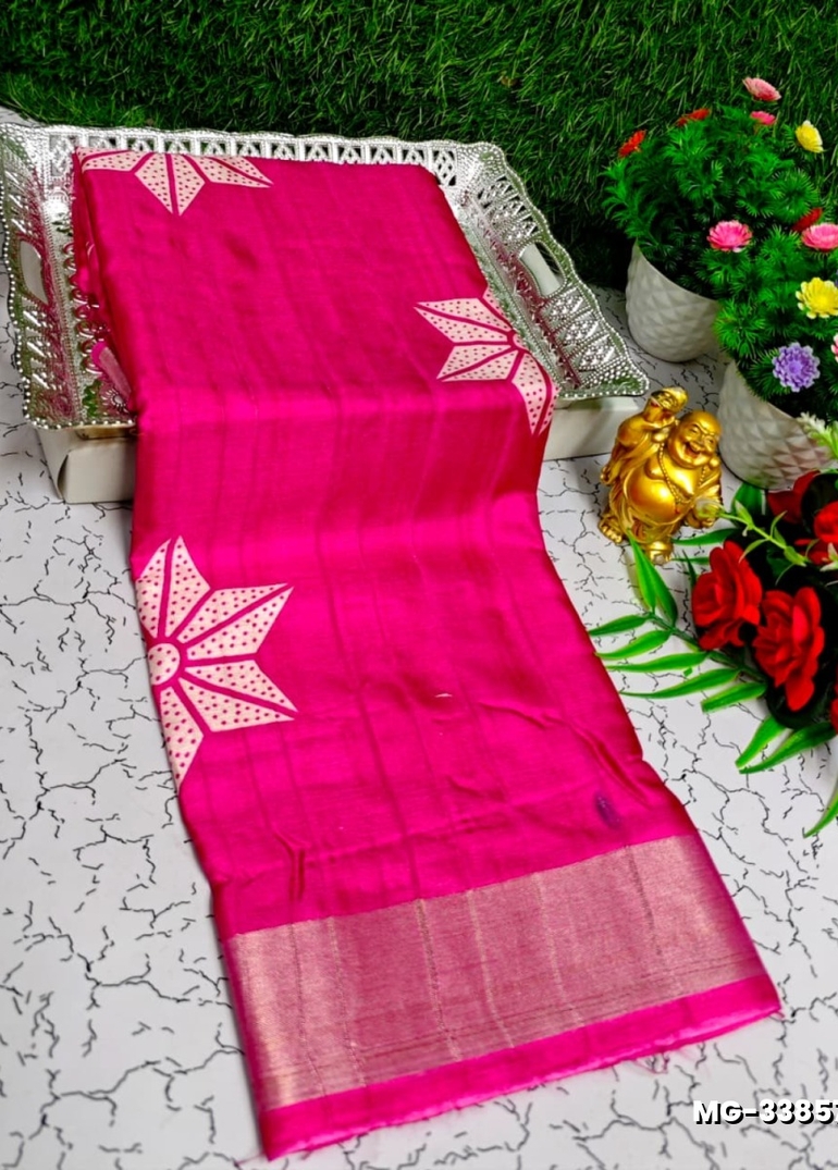 Traditional Look Malgudi Silk Saree Lightweight Silk Blend Sare - RUBY COLOUR