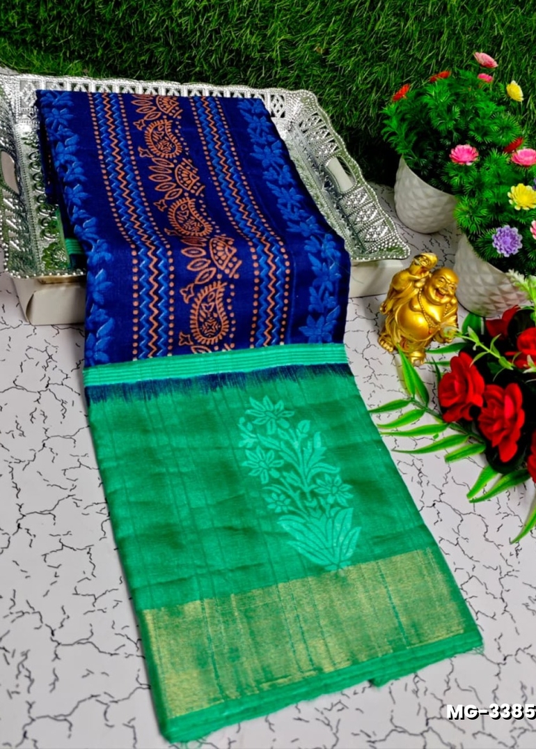 Traditional Look Malgudi Silk Saree Lightweight Silk Blend Sare - NAVY COLOUR