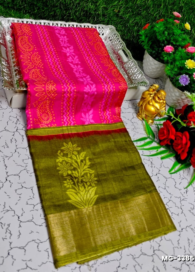 Traditional Look Malgudi Silk Saree Lightweight Silk Blend Sare - DARK PINK