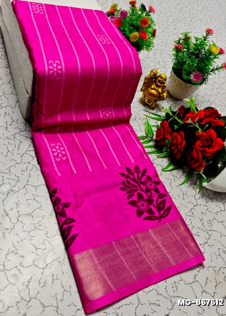 Traditional Look Malgudi Silk Saree Lightweight Silk Blend Saree - PINK