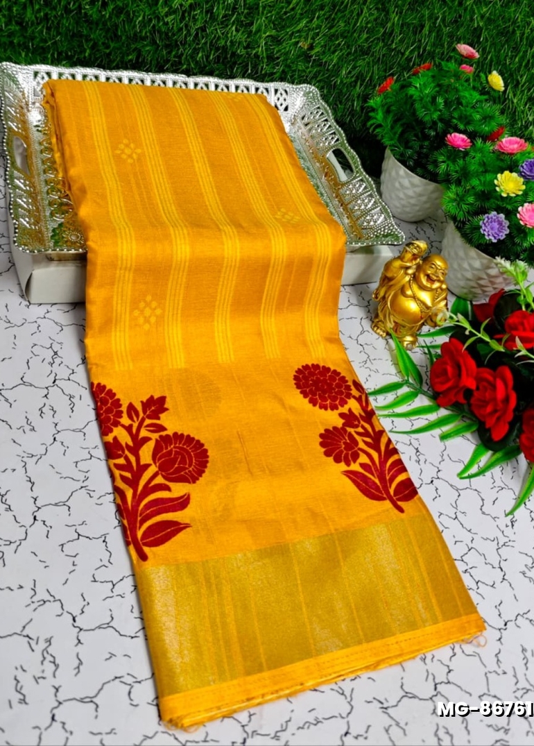 Traditional Look Malgudi Silk Saree Lightweight Silk Blend Saree - YELLOW (2)