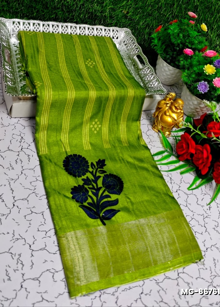 Traditional Look Malgudi Silk Saree Lightweight Silk Blend Saree - GREEN (4)