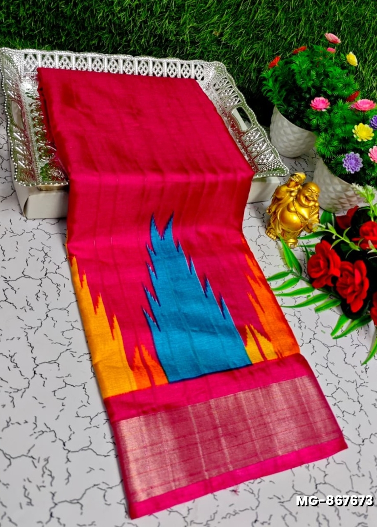 Traditional Look Malgudi Silk Saree Lightweight Silk Blend Saree - RUBY COLOUR (6)