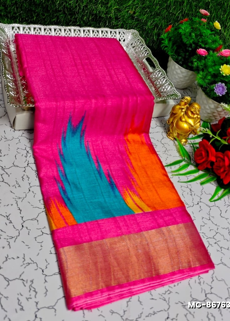 Traditional Look Malgudi Silk Saree Lightweight Silk Blend Saree - DARK PINK (7)