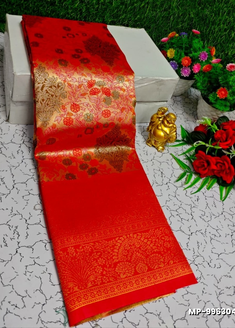 Bridal silk gold silvar and copper zari weave and wedding art silk suba muhurtha pattu sarees - RED (4)