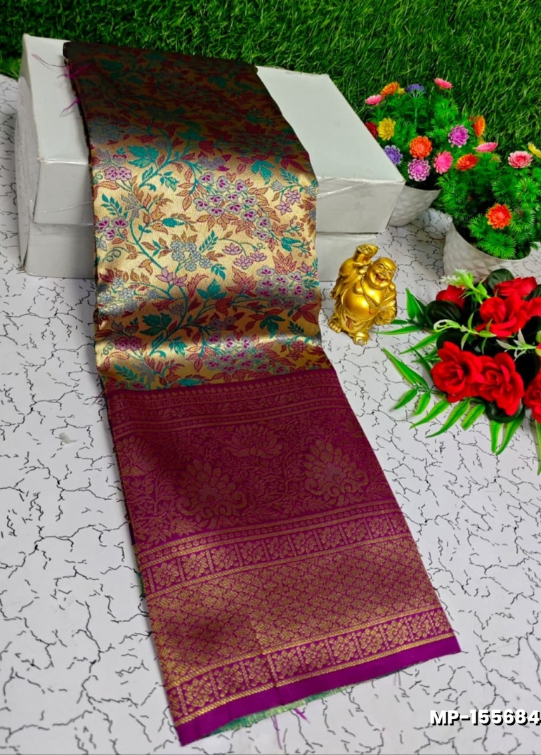 Bridal silk gold silvar and copper zari weave and wedding art silk suba muhurtha pattu sarees - WINE COLOUR (5)