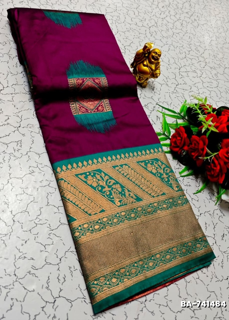 1000 Butta premium Soft Silk Saree weddings, festivals, traditional Wear - WINE COLOUR (1)