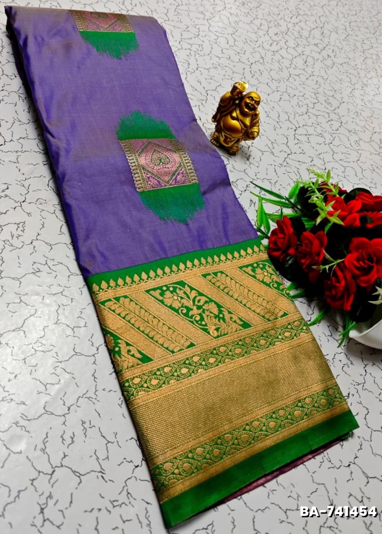 1000 Butta premium Soft Silk Saree weddings, festivals, traditional Wear - LIGHT LAVENDER