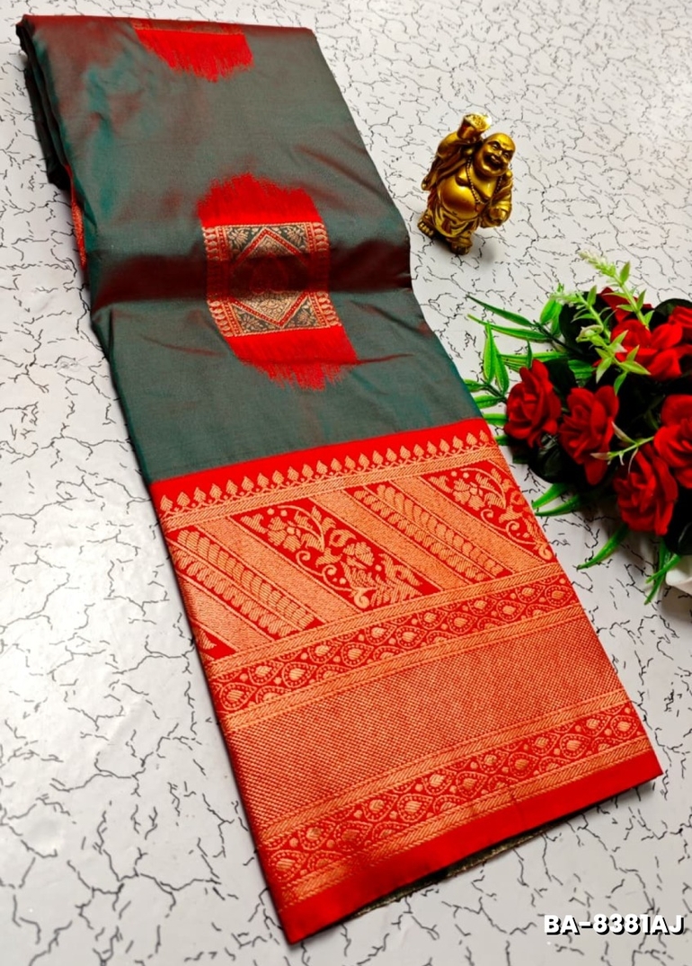 1000 Butta premium Soft Silk Saree weddings, festivals, traditional Wear - DUAL COLOR