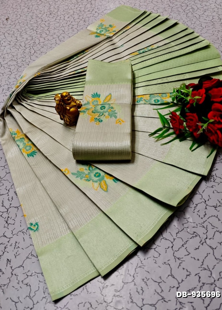 Digital Kubera Pattu Light Weight Luxurious, soft-draping Kubera Pattu Print Saree - WHITE N