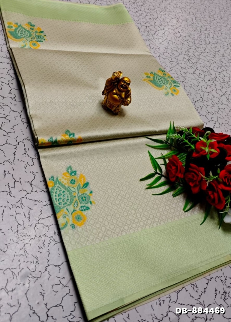 Digital Kubera Pattu Light Weight Luxurious, soft-draping Kubera Pattu Print Saree - BEIGE COLOUR (1)