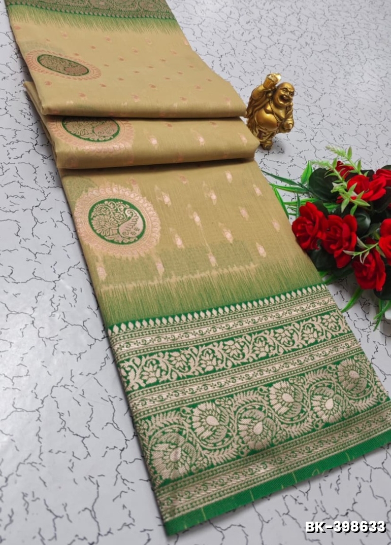 Banaras with our banarasi cotton fabric — a beautiful fusion of classic artistry and breathable comfort wear saree - CREAM (2)