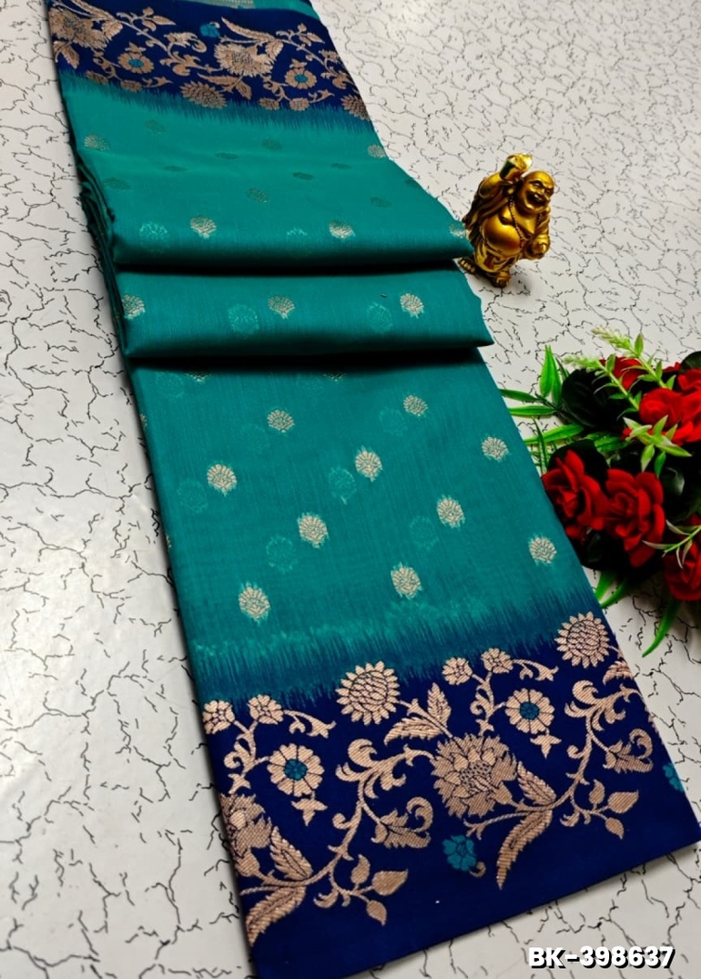 Banaras with our banarasi cotton fabric — a beautiful fusion of classic artistry and breathable comfort wear saree - LIGHT BLUE