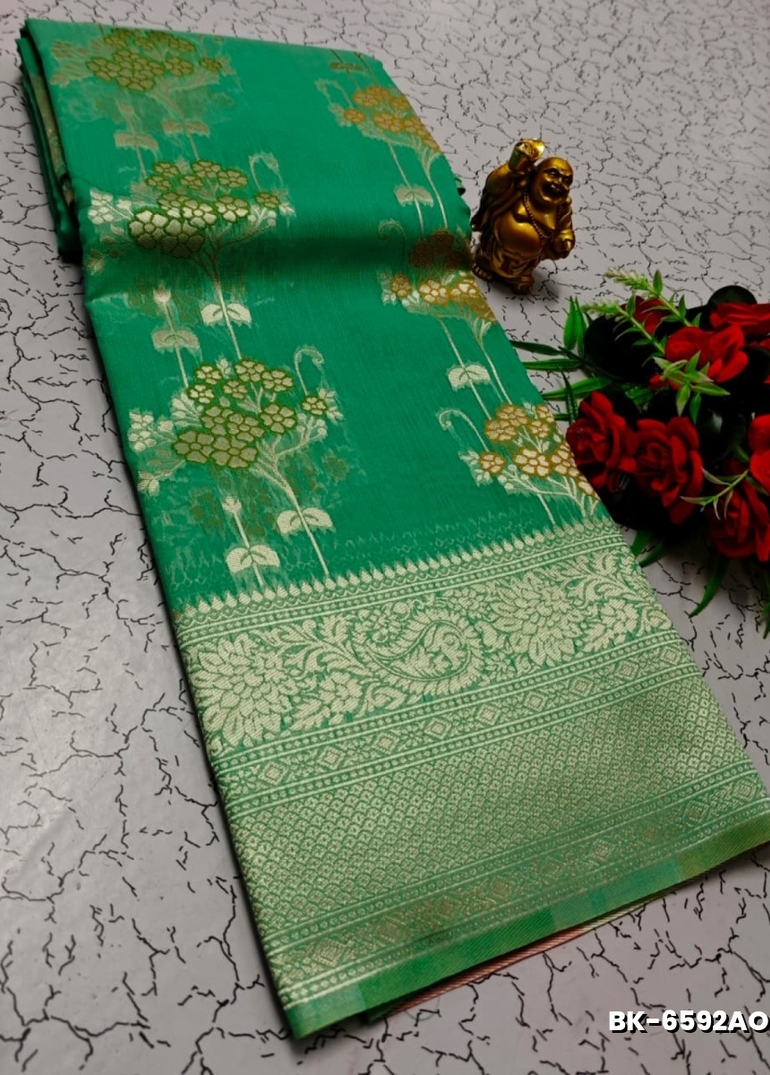 Banaras with our banarasi cotton fabric a beautiful fusion of classic artistry and breathable comfort wear saree - ICE BLUE