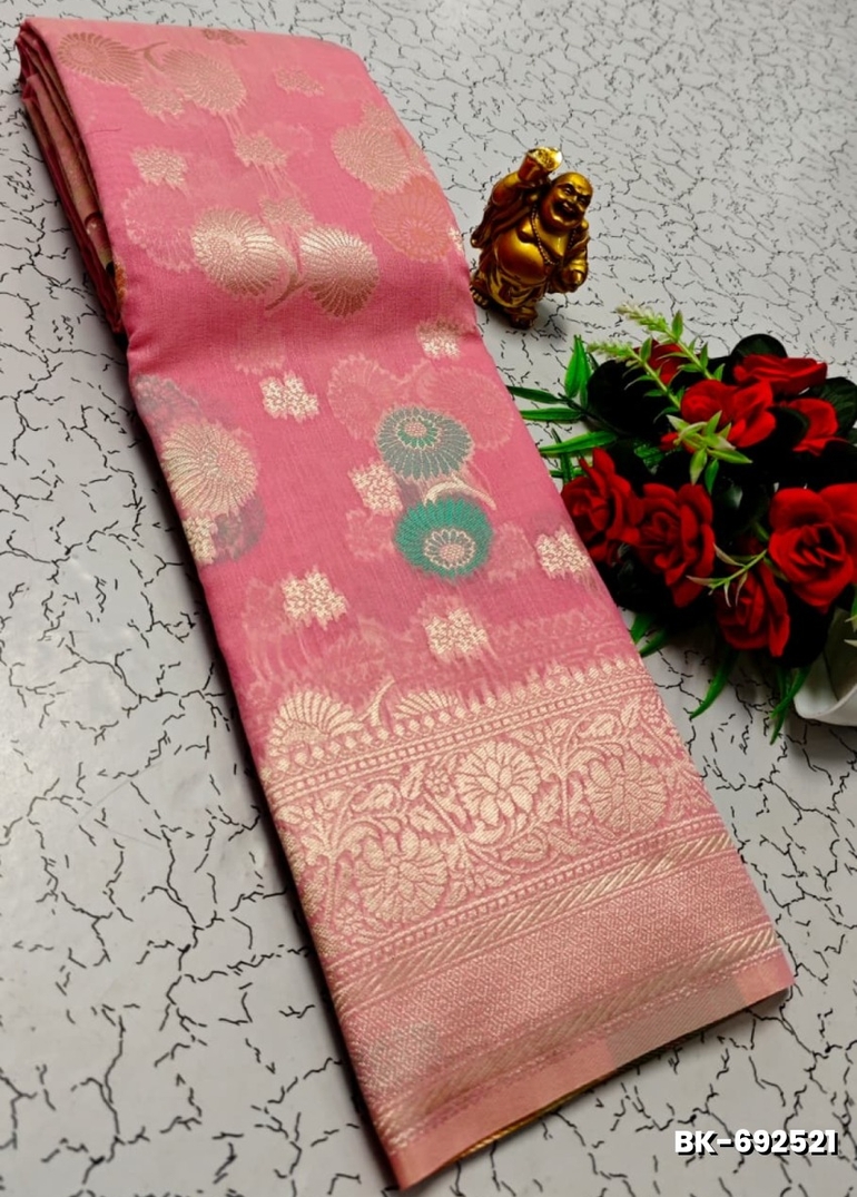 Banaras with our banarasi cotton fabric a beautiful fusion of classic artistry and breathable comfort wear saree - BABY PINK (2)
