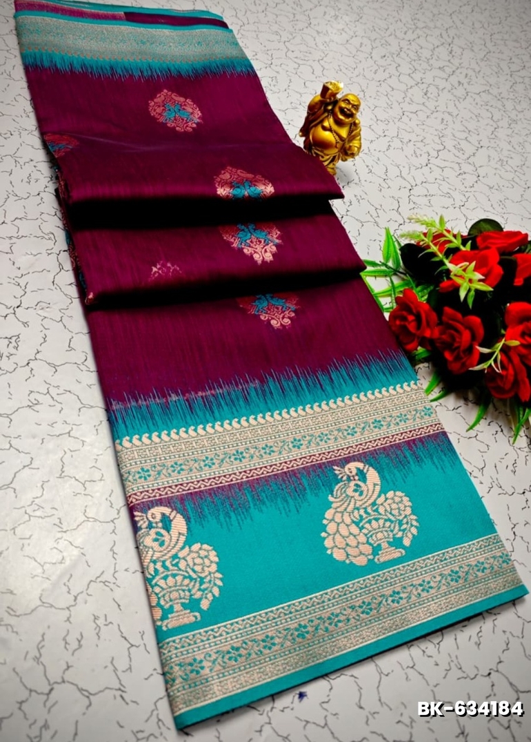 Banaras with our banarasi cotton fabric — a beautiful fusion of classic artistry and breathable comfort wear saree - WINE COLOUR