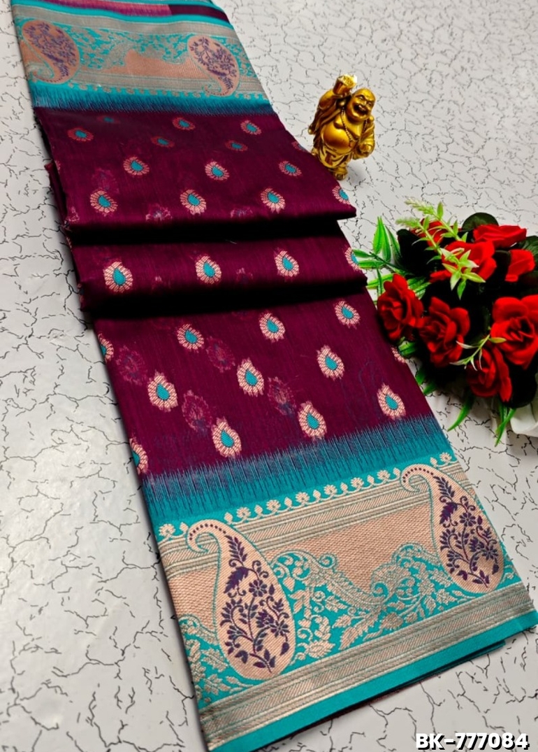 Banarasi with our banarasi cotton fabric — a beautiful fusion of classic artistry and breathable comfort wear saree - WINE COLOUR