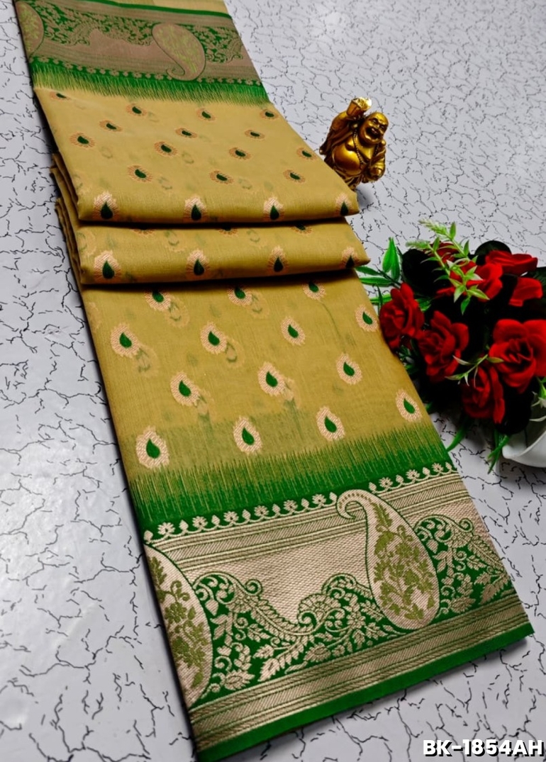 Banarasi with our banarasi cotton fabric — a beautiful fusion of classic artistry and breathable comfort wear saree - SANDLE (1)