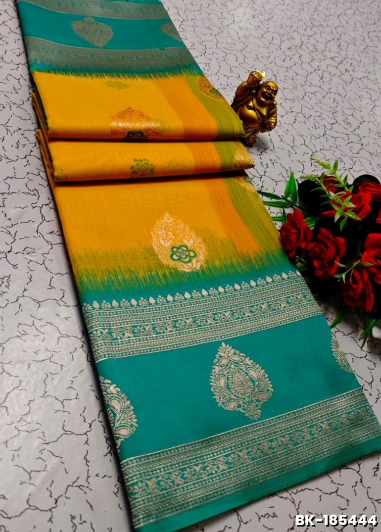 Banarasi with our banarasi cotton fabric — a beautiful fusion of classic artistry and breathable comfort wear saree - LIGHT YELLOW (1)