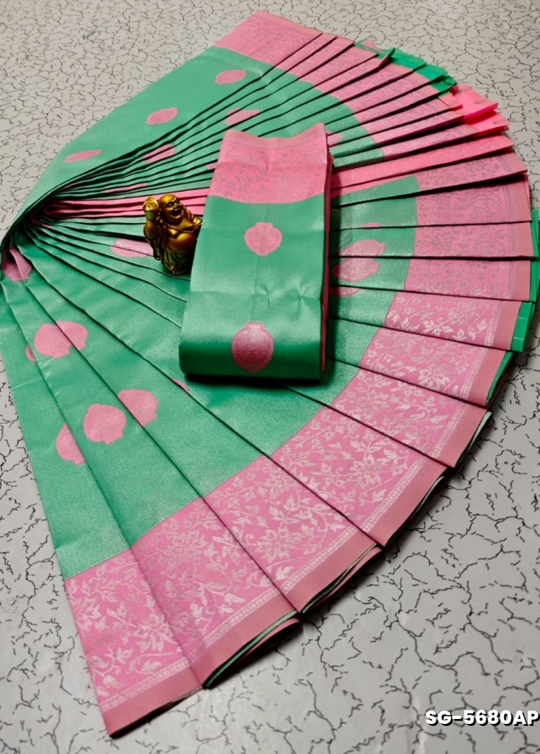 Premium kubera pattu saree rapier fancy  light weight silk type sarees flower design function wear - REXONA (2)