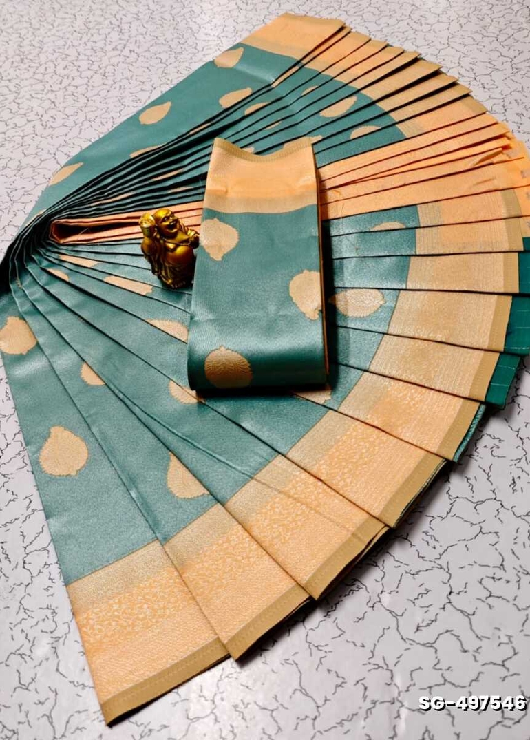 Premium kubera pattu saree rapier fancy  light weight silk type sarees flower design function wear - LIGHT GREEN SHADE (2)