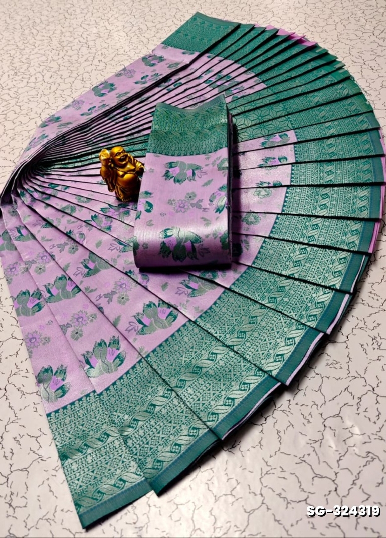 Premium kubera pattu saree rapier fancy  light weight silk type sarees flower design function wear - LEVENDOR (2)