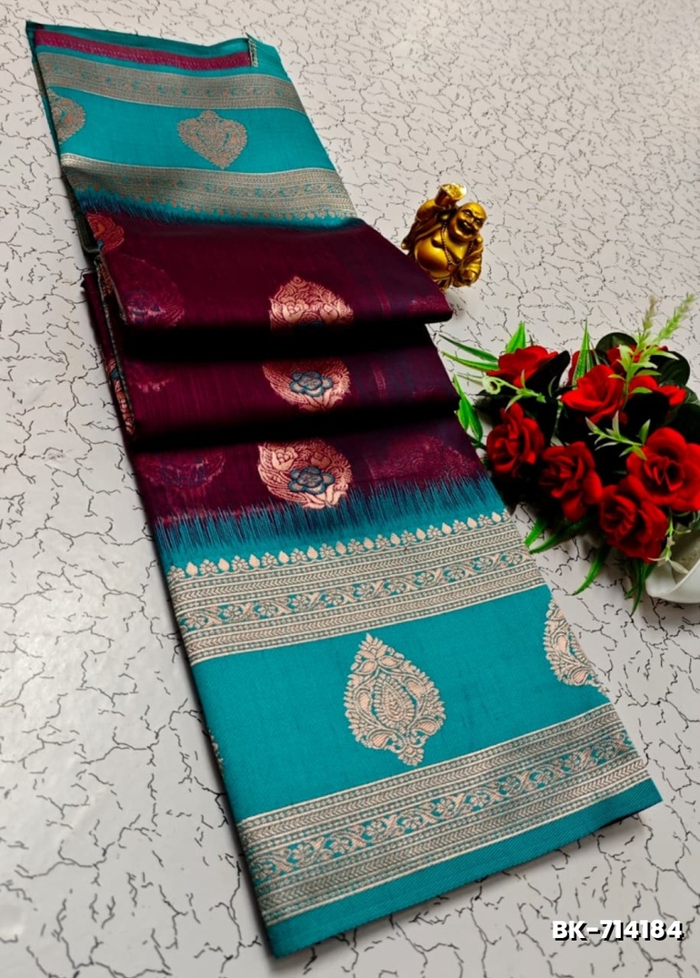 Banarasi with our banarasi cotton fabric — a beautiful fusion of classic artistry and breathable comfort wear saree - WINE COLOUR (1)